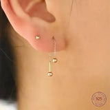 925 Silver Ball Chain Drop Earrings for Women