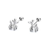 925 Silver Balloon Dog Stud Earrings Mini 14k Party Jewelry