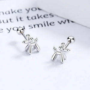 925 Silver Balloon Dog Thread Stud Earrings For Women Kids