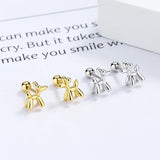 925 Silver Balloon Dog Thread Stud Earrings For Women Kids