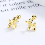 925 Silver Balloon Dog Thread Stud Earrings For Women Kids