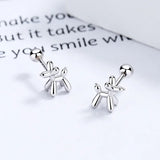 925 Silver Balloon Dog Thread Stud Earrings For Women Kids