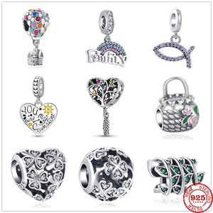 925 Silver Tree Of Life Four Leaf Clover Charm Bead for Bracelet