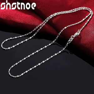 925 Silver Bamboo Bead Chain Necklace 16-30 Inch
