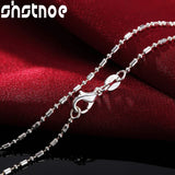 925 Silver Bamboo Bead Chain Necklace 16-30 Inch