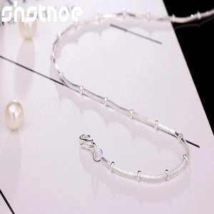 925 Silver Bamboo Chain Necklace 18/20 Inch for Women Man Wedding Charm Jewelry