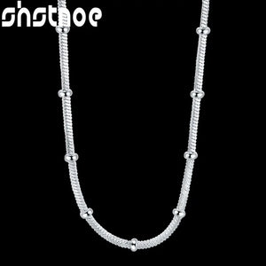 925 Silver Bamboo Chain Necklace 18/20 Inch for Women Man Wedding Charm Jewelry