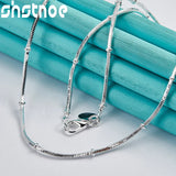 925 Silver Bamboo Chain Necklace 18/20 Inch for Women Man Wedding Charm Jewelry