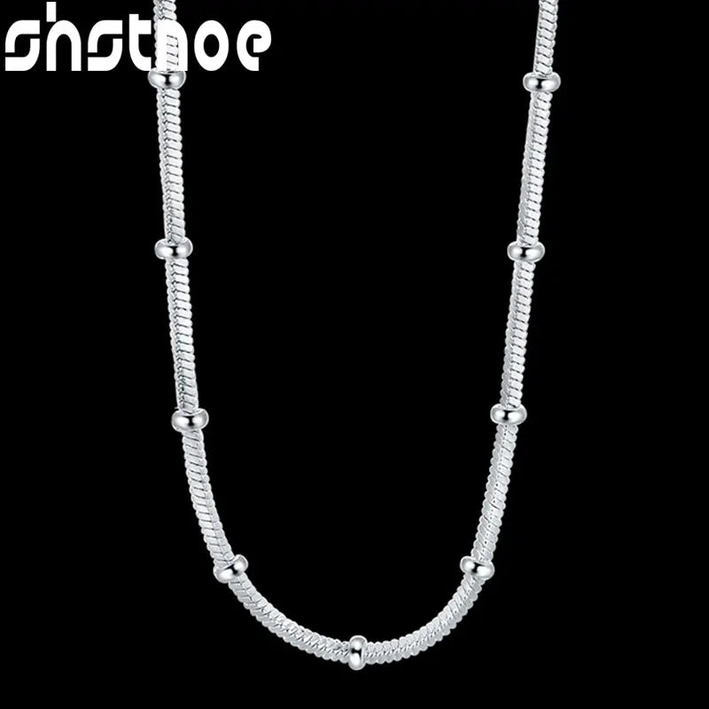 925 Silver Bamboo Chain Necklace 18/20 Inch for Women Man Wedding Charm Jewelry