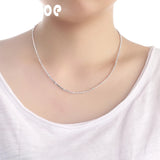 925 Silver Bamboo Chain Necklace 18/20 Inch for Women Man Wedding Charm Jewelry