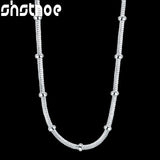 925 Silver Bamboo Chain Necklace 18/20 Inch for Women Man Wedding Charm Jewelry
