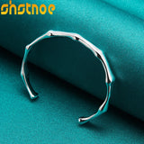 925 Silver Bamboo Bracelet Bangle Women Wedding Charm Jewelry