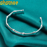925 Silver Bamboo Bracelet Bangle Women Wedding Charm Jewelry