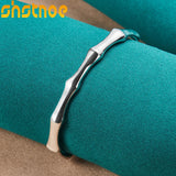925 Silver Bamboo Bracelet Bangle Women Wedding Charm Jewelry