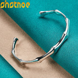 925 Silver Bamboo Bracelet Bangle Women Wedding Charm Jewelry