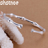 925 Silver Bamboo Opening Bracelet Bangle for Women