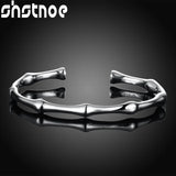 925 Silver Bamboo Opening Bracelet Bangle for Women