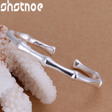 925 Silver Bamboo Opening Bracelet Bangle for Women