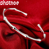 925 Silver Bamboo Opening Bracelet Bangle for Women
