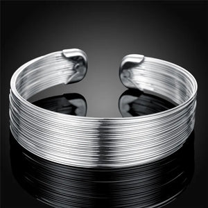 925 Silver Bangle Bracelet Women Wedding Jewelry Gift