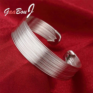925 Silver Bangle Bracelet Women Wedding Jewelry Gift