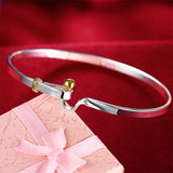 925 Silver Bangle Bracelet Women Wedding Engagement Charm Jewelry