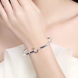 925 Silver Bangle Bracelet Women Wedding Engagement Charm Jewelry