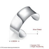 925 Silver Bangle Bracelet Women Smooth Open Jewelry Wedding Gift