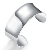 925 Silver Bangle Bracelet Women Smooth Open Jewelry Wedding Gift