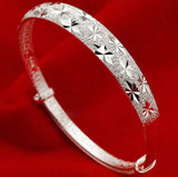925 Silver Bangle Bracelet Women Fine Jewelry Retro Gift