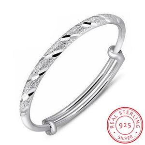 925 Silver Bangle Bracelet Women Fine Jewelry Retro Gift