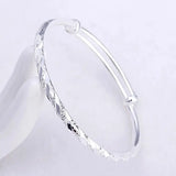 925 Silver Bangle Bracelet Women Fine Jewelry Retro Gift
