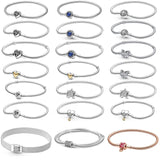 925 Silver Bangle Charms Double Wrap Barrel Star Clasp Bracelet