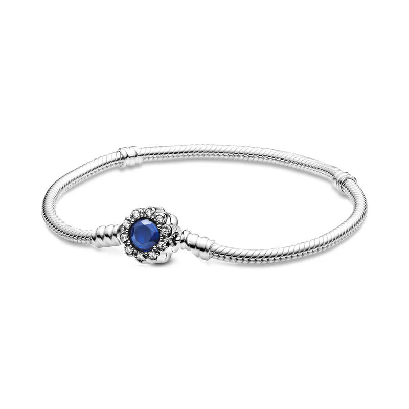 925 Silver Bangle Charms Double Wrap Barrel Star Clasp Bracelet