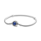 925 Silver Bangle Charms Double Wrap Barrel Star Clasp Bracelet