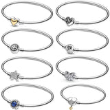 925 Silver Bangle Charms Princess Moments Infinity Clasp Bracelet