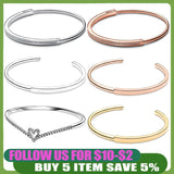 925 Silver Bangle Charms I-D Open Bangle Bracelet Snake Chain