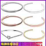 925 Silver I-D Pav? Bangle Bracelet, Snake Chain Basic Bracelet