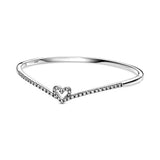 925 Silver I-D Pav? Bangle Bracelet, Snake Chain Basic Bracelet