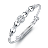 925 Silver Bangle Lucky Beads Bracelet Cuffs Woman's Engagement Jewelry