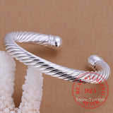 925 Silver Men's Twisted Cable Bracelet Vintage Bangle