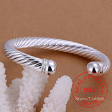 925 Silver Men's Twisted Cable Bracelet Vintage Bangle