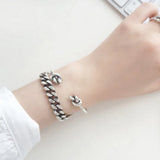 925 Silver Bangle Double Knot Bracelet Vintage Open Cuff