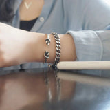 925 Silver Bangle Double Knot Bracelet Vintage Open Cuff