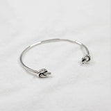 925 Silver Bangle Double Knot Bracelet Vintage Open Cuff