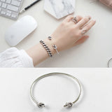 925 Silver Bangle Double Knot Bracelet Vintage Open Cuff