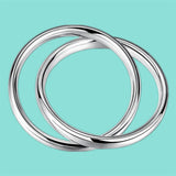 925 Sterling Silver Bangles Women Lines Smooth High Solid Bangles Jewelry