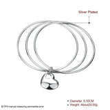 925 Sterling Silver Bangles Women Three Lines Smooth High Solid Heart Bangles