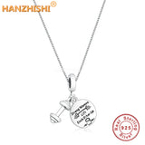 925 Silver Barbell Pendant Necklace Anniversary Gift for Her