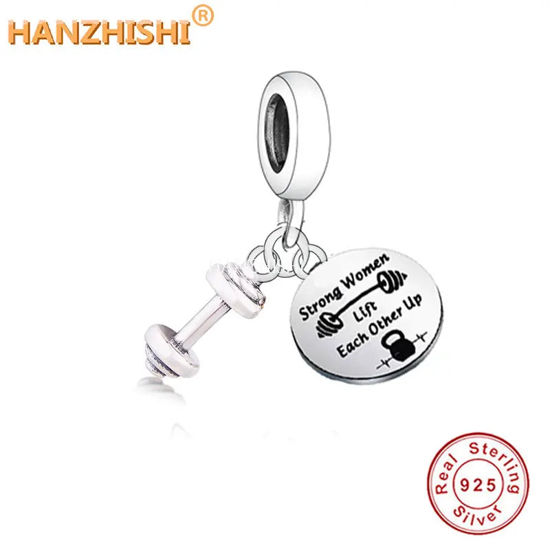 925 Silver Barbell Pendant Necklace Anniversary Gift for Her